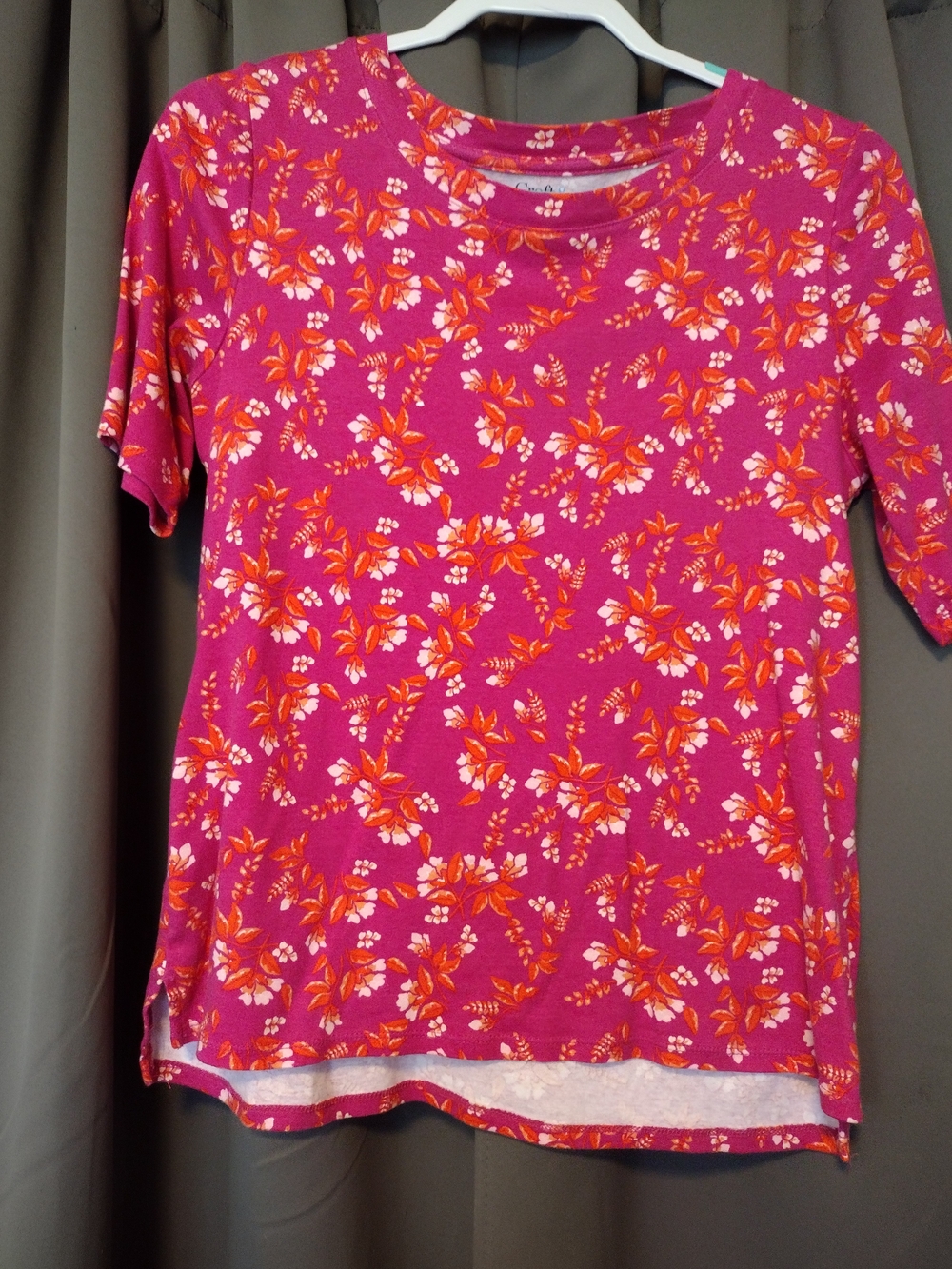 croft & barrow Fuchsia Pink Floral Short Sleeve Tee